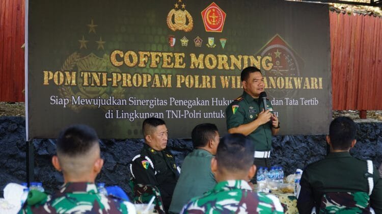 Pom TNI-Propam Polri Manokwari Gelar Coffee Morning di Mapomdam XVIII/Kasuari