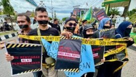 Puluhan Jurnalis Pase melakukan aksi unjuk rasa terkait RUU Penyiaran, Jumat 31 Mei 2024