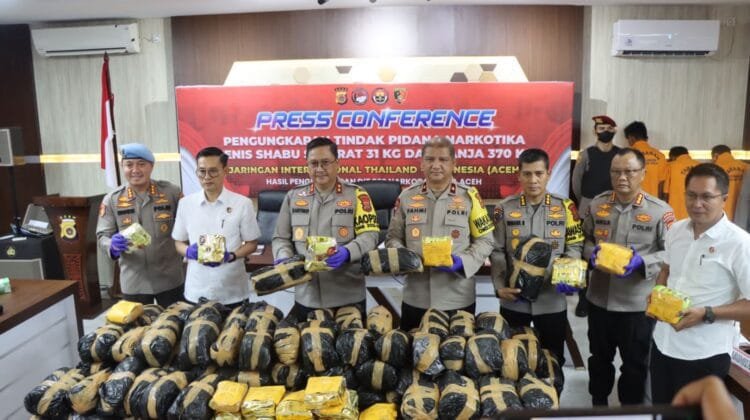 Polda Aceh Berhasil Ungkap Peredaran 31 Kg Sabu Jaringan Internasional