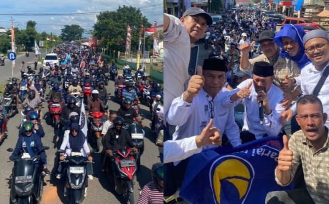 Ismail A Manaf-Azhar Mahmud Daftar ke KIP Kota Lhokseumawe, Ribuan Warga Padati Jalan Kota