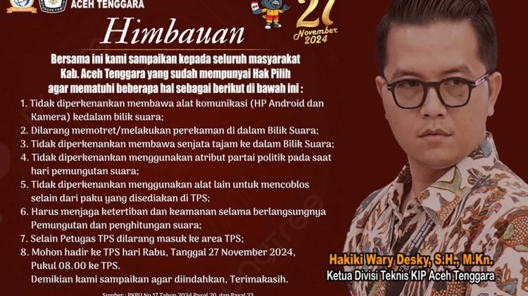 KIP Aceh Tenggara Larang Warga Bawa HP ke Bilik Suara