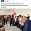 Tangkapan layar facebook yang menampilkan foto Ketua KIP Lhokseumawe berpose simbol 
