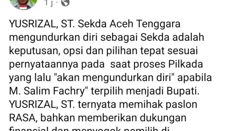 Sekda Agara Laporkan Akun Facebook Amar Handal dan Donokasino Dono Dono
