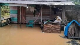 Salah Satu Rumah Warga di desa Lawe hijo terendam banjir.