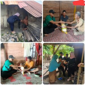R Bayu Saat Memberikan Bantuan di rumah Warga Kurang mampu desa Pulo Ndadap.