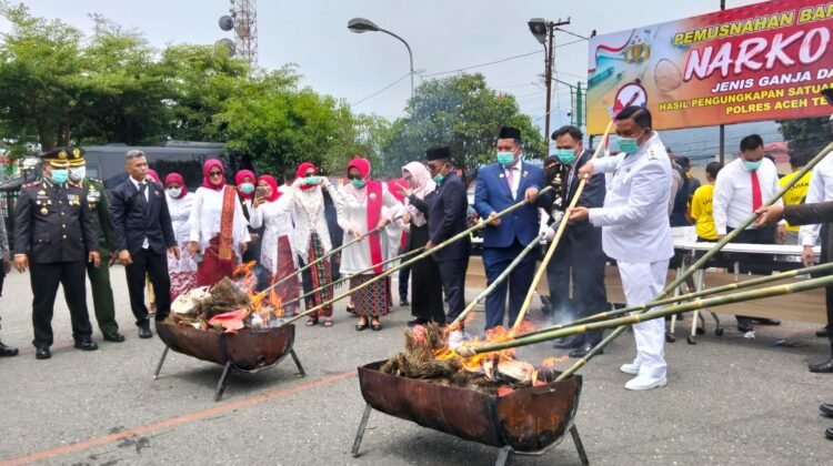 Polres Aceh Tenggara Musnahkan Barang Bukti Narkotika di Hari Kemerdekaan RI