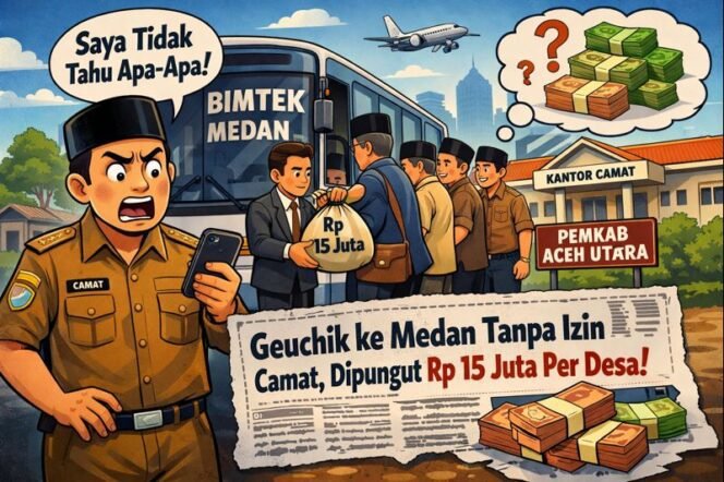 
					Diduga Tanpa Izin Camat dan Pemkab, Geuchik di Nibong Ikuti Bimtek Tertutup ke Medan, Per Desa Dipungut Rp15 Juta