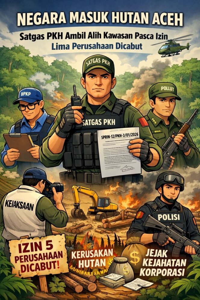 
					Negara Masuk Hutan Aceh: Satgas PKH Ambil Alih Kawasan Pasca Izin Lima Perusahaan Dicabut