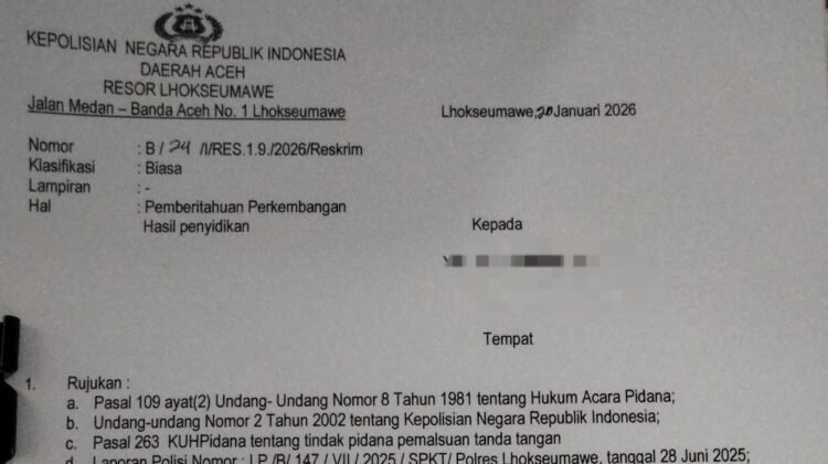 Dugaan Pemalsuan Dokumen BLT 2024 di Blang Majron Mandek, Ketua YARA Lhokseumawe Desak Kepastian Hukum