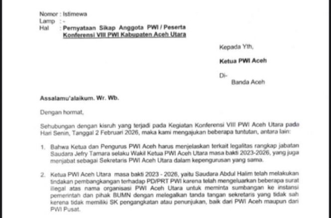 
					Oknum Mantan Ketua PWI Aceh Utara Diduga Masih Kuasai Aset Organisasi, PWI Aceh: Seluruh Aset di Bawah Kendali PWI Aceh