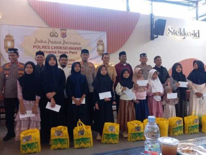 
					POLRES LHOKSEUMAWE GELAR BUKA PUASA BERSAMA INSAN PERS DAN SANTUNAN ANAK YATIM