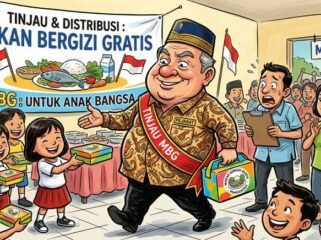 Ilustrasi pejabat meninjau program makan berigizi gratis (MBG). (harianpaparazzi.com/AI)