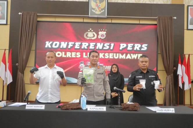
					Polres Lhokseumawe Gagalkan Transaksi Sabu 1,5 Kg, Satu Pelaku Ditangkap Tiga DPO