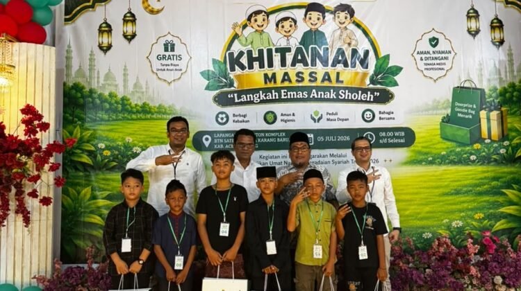 Pegadaian Syariah Gelar Khitanan Massal di Aceh Tamiang, 110 Anak Ikuti Program “Langkah Emas Anak Sholeh”