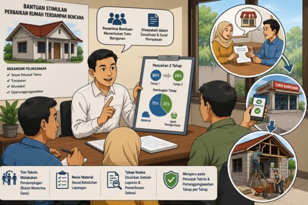 Bukan Dipotong! PUPR Lhokseumawe Ungkap Fakta Dana Rp9 Juta Bantuan Rumah Korban Bencana